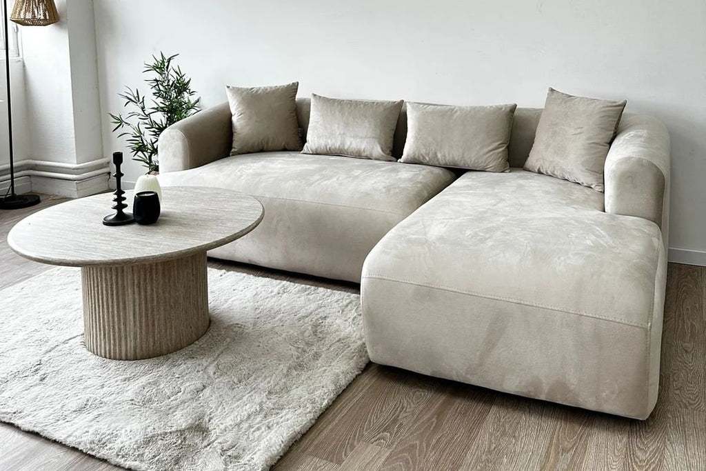 Canape d'angle Ela Velours Beige