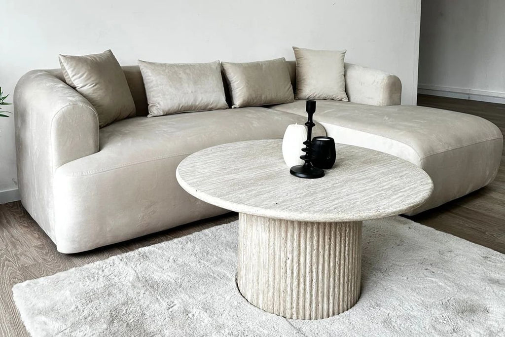 Canape d'angle Ela Velours Beige
