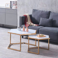 TABLE BASSE GIGOGNE HEXAGONA GOLD MARBRE BLANC