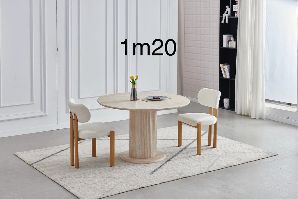 TABLE A MANGER AXEL TRAVERTIN RONDE