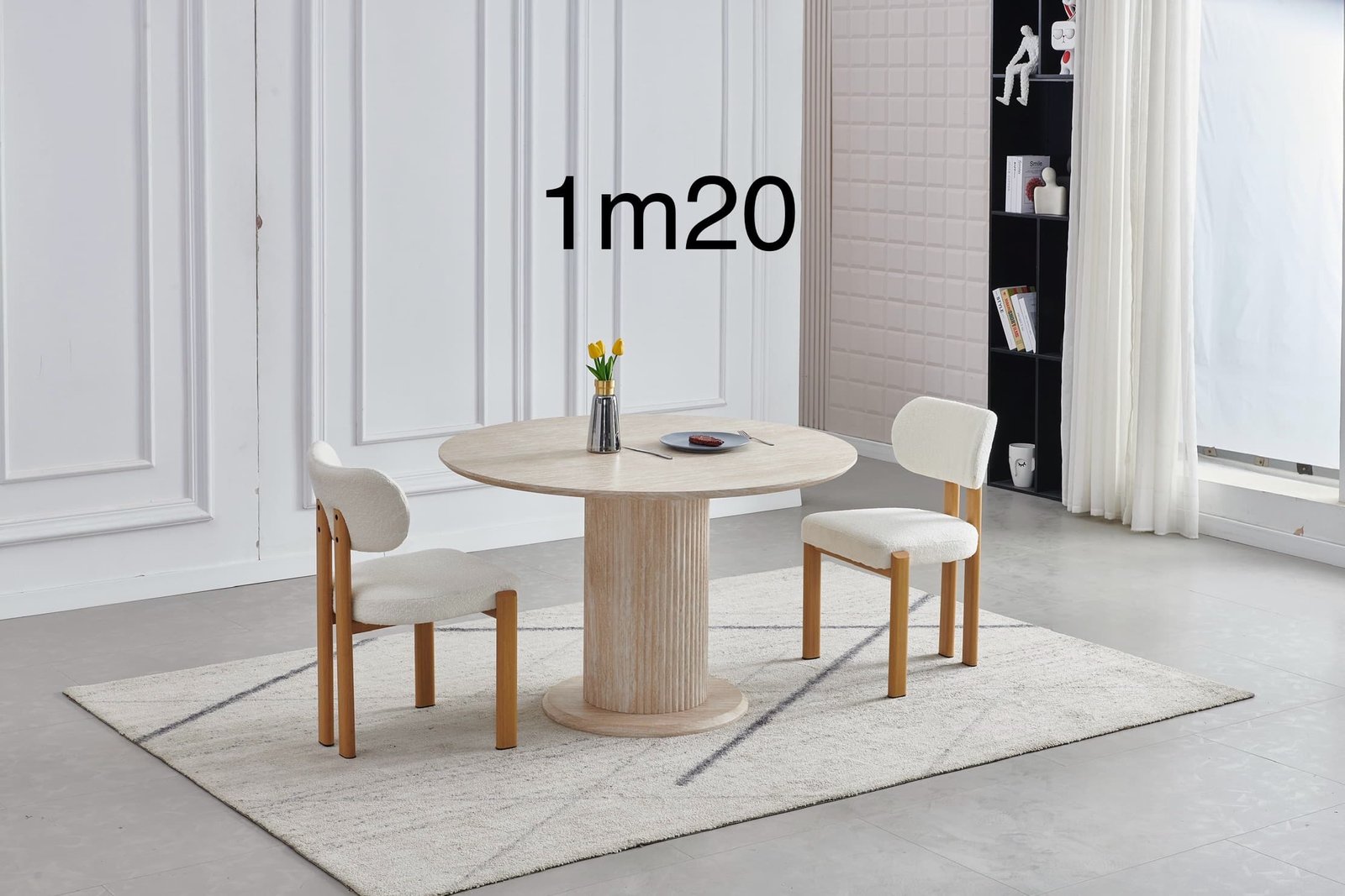 TABLE A MANGER AXEL TRAVERTIN RONDE