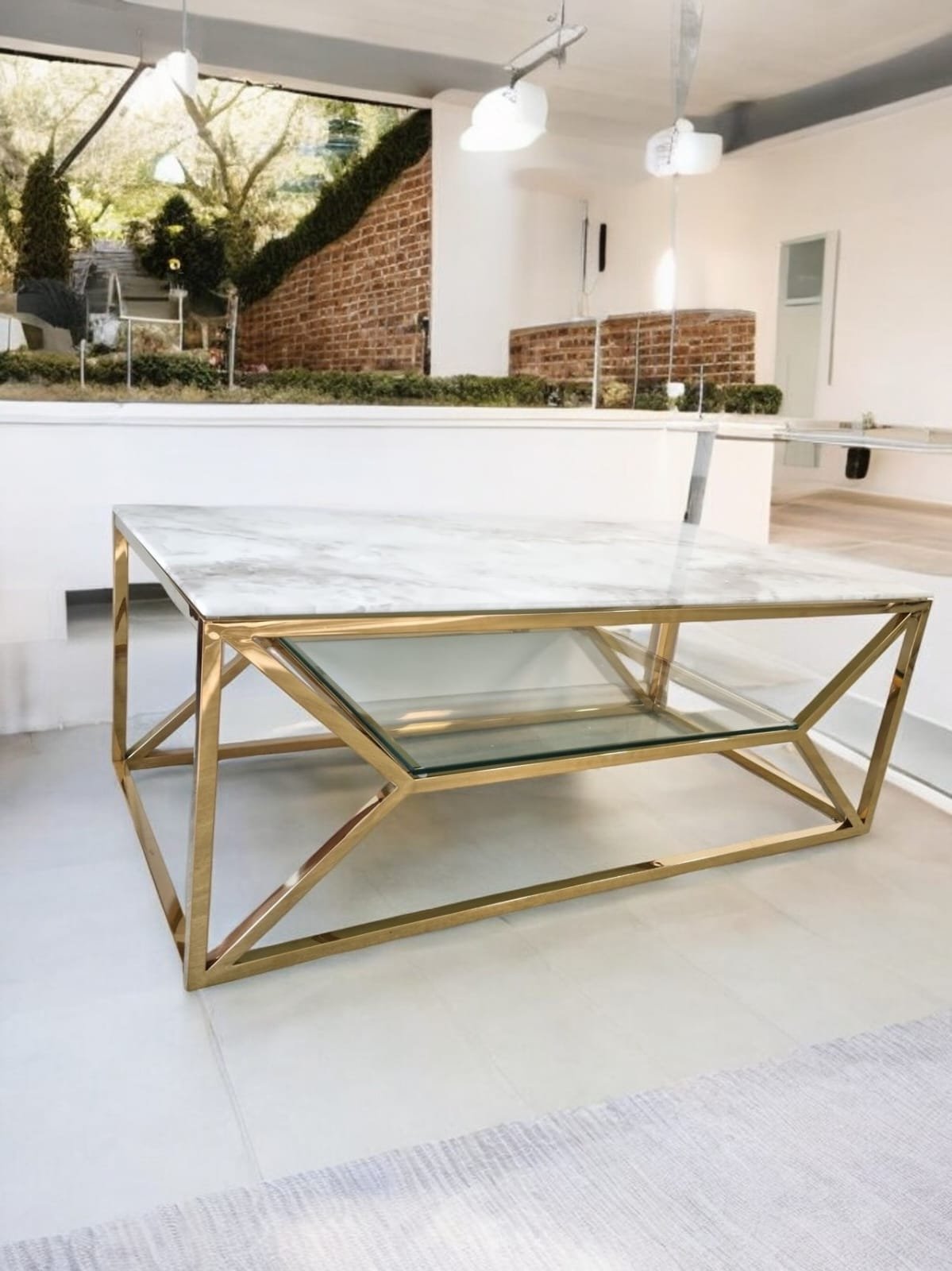 TABLE BASSE ROMI MARBRE DORE