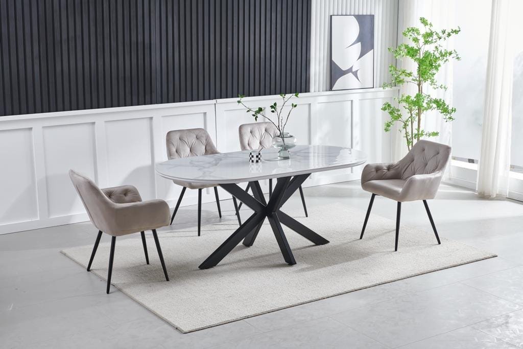 TABLE A MANGER CERAMIQUE OPHELIA NOIR PIED NOIR