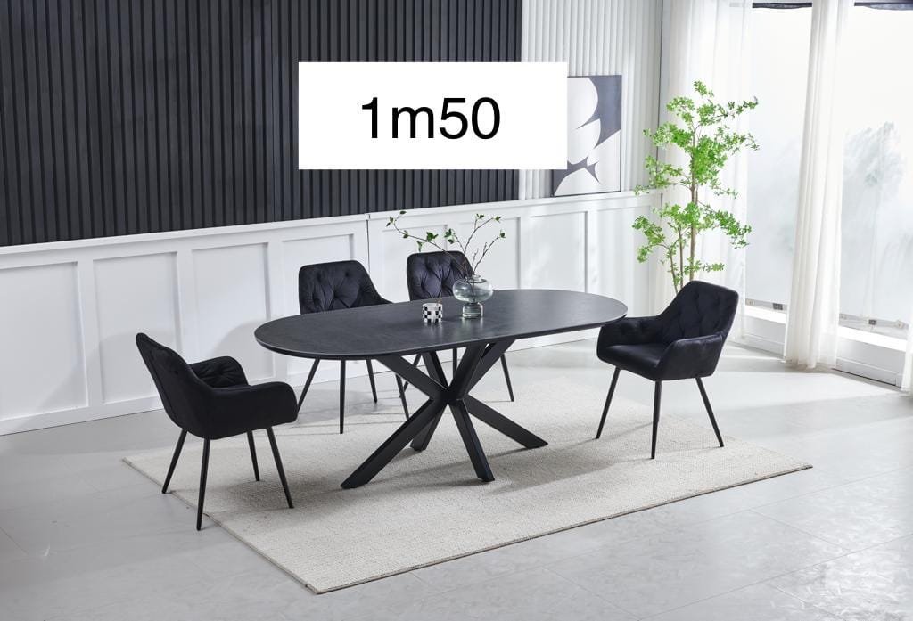 TABLE A MANGER CERAMIQUE OPHELIA NOIR PIED NOIR