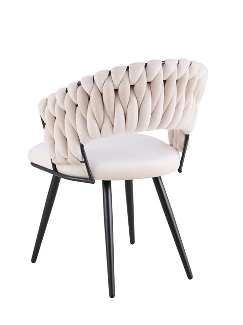 Chaise Carolina Pieds Métal Noir Velours Beige