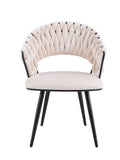 Chaise Carolina Pieds Métal Noir Velours Beige
