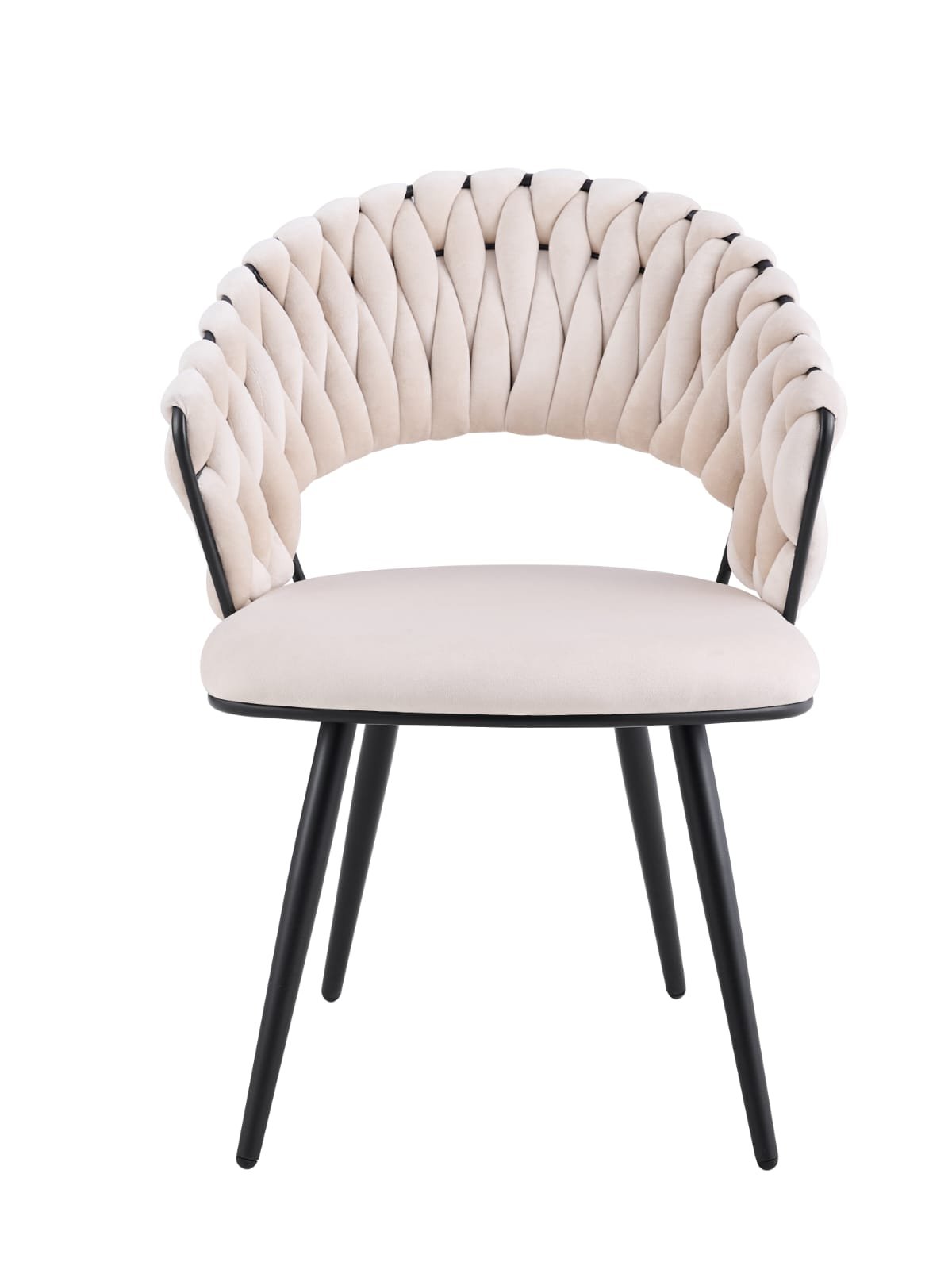 Chaise Carolina Pieds Métal Noir Velours Beige