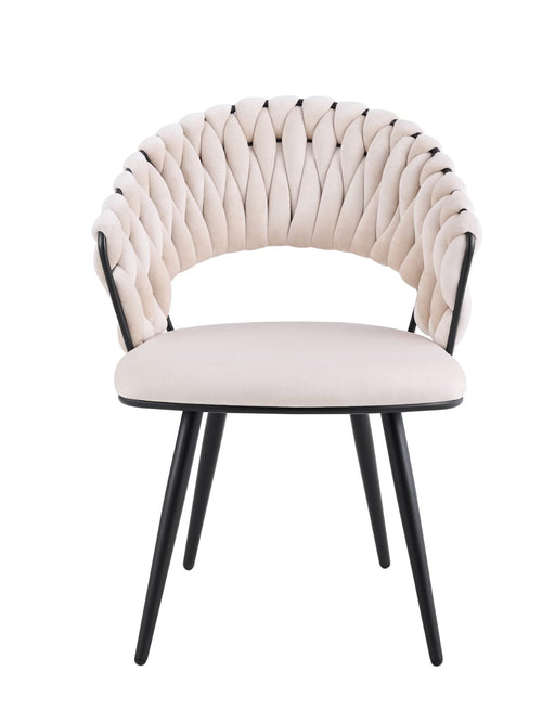 Chaise Carolina Pieds Métal Noir Velours Beige