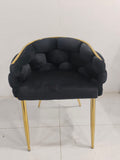 Assise en velours, pietement en acier gold
