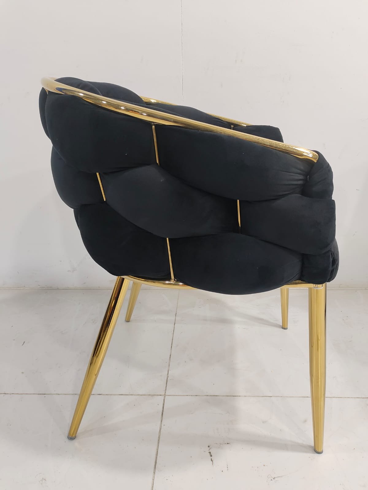 Assise en velours, pietement en acier gold