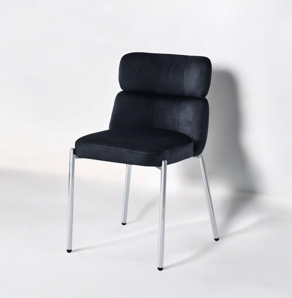CHAISE STEPHANY VELOURS ARGENT
