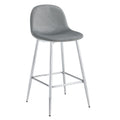 TABOURET DE BAR SCANDINAVE PIED CHROME VELOURS BEIGE