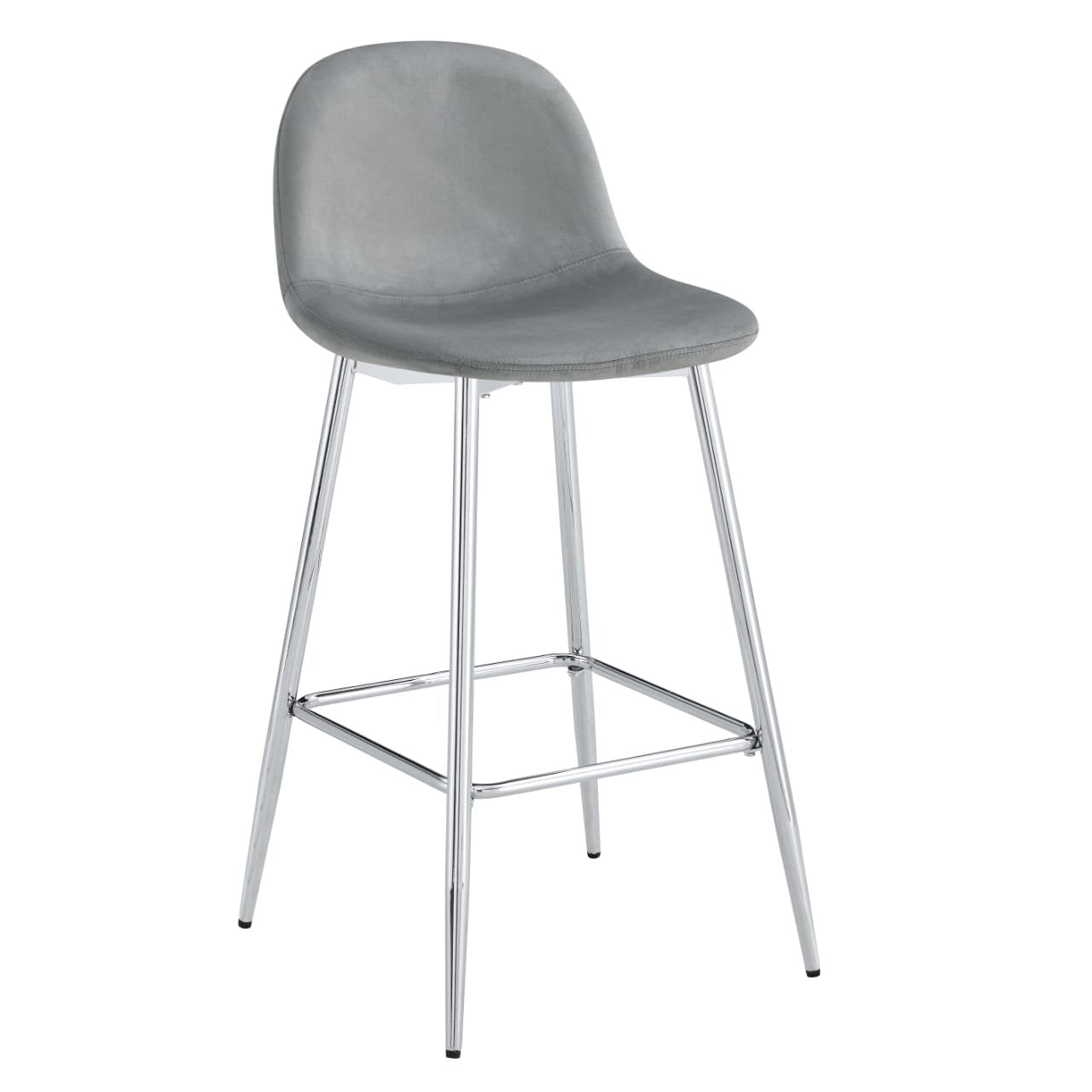 TABOURET DE BAR SCANDINAVE PIED CHROME VELOURS BEIGE