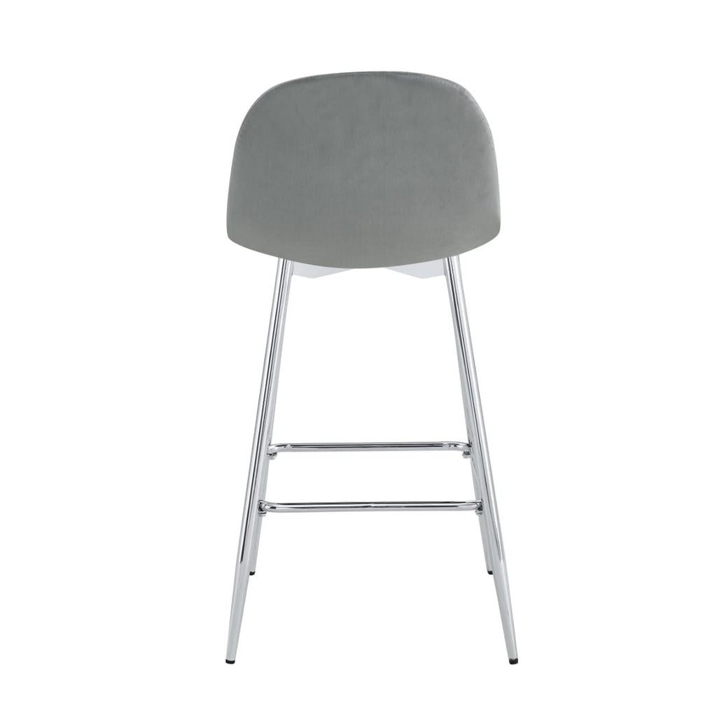 TABOURET DE BAR SCANDINAVE PIED CHROME VELOURS BEIGE