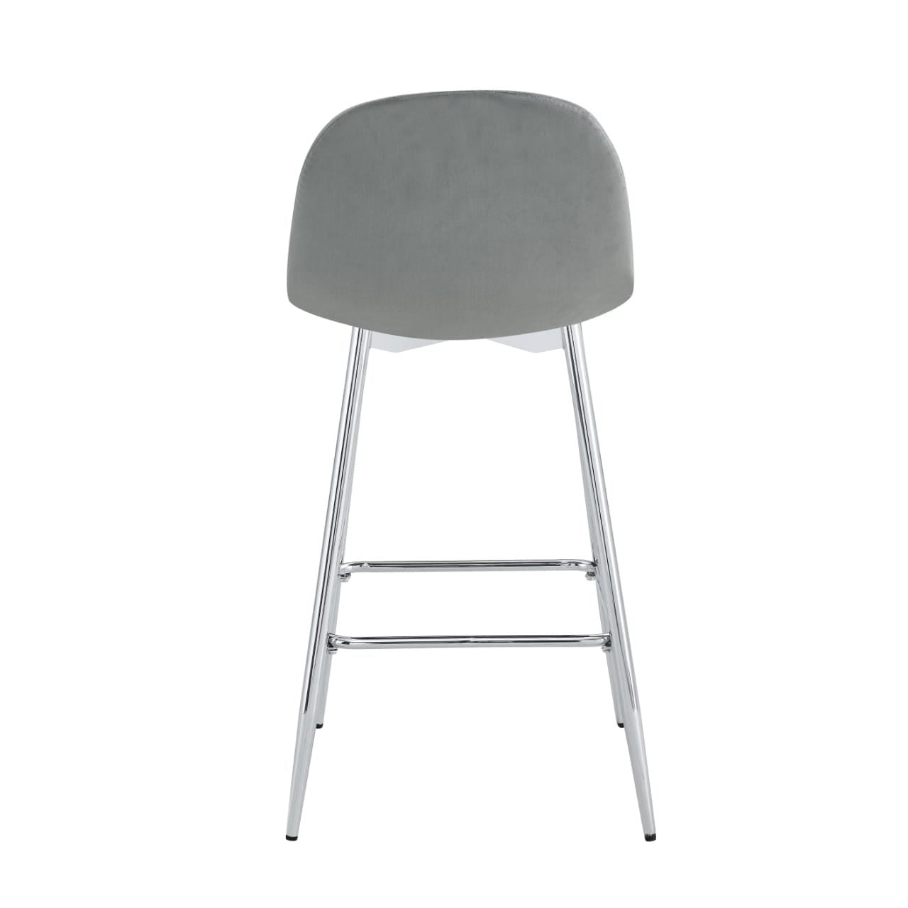 TABOURET DE BAR SCANDINAVE PIED CHROME VELOURS BEIGE