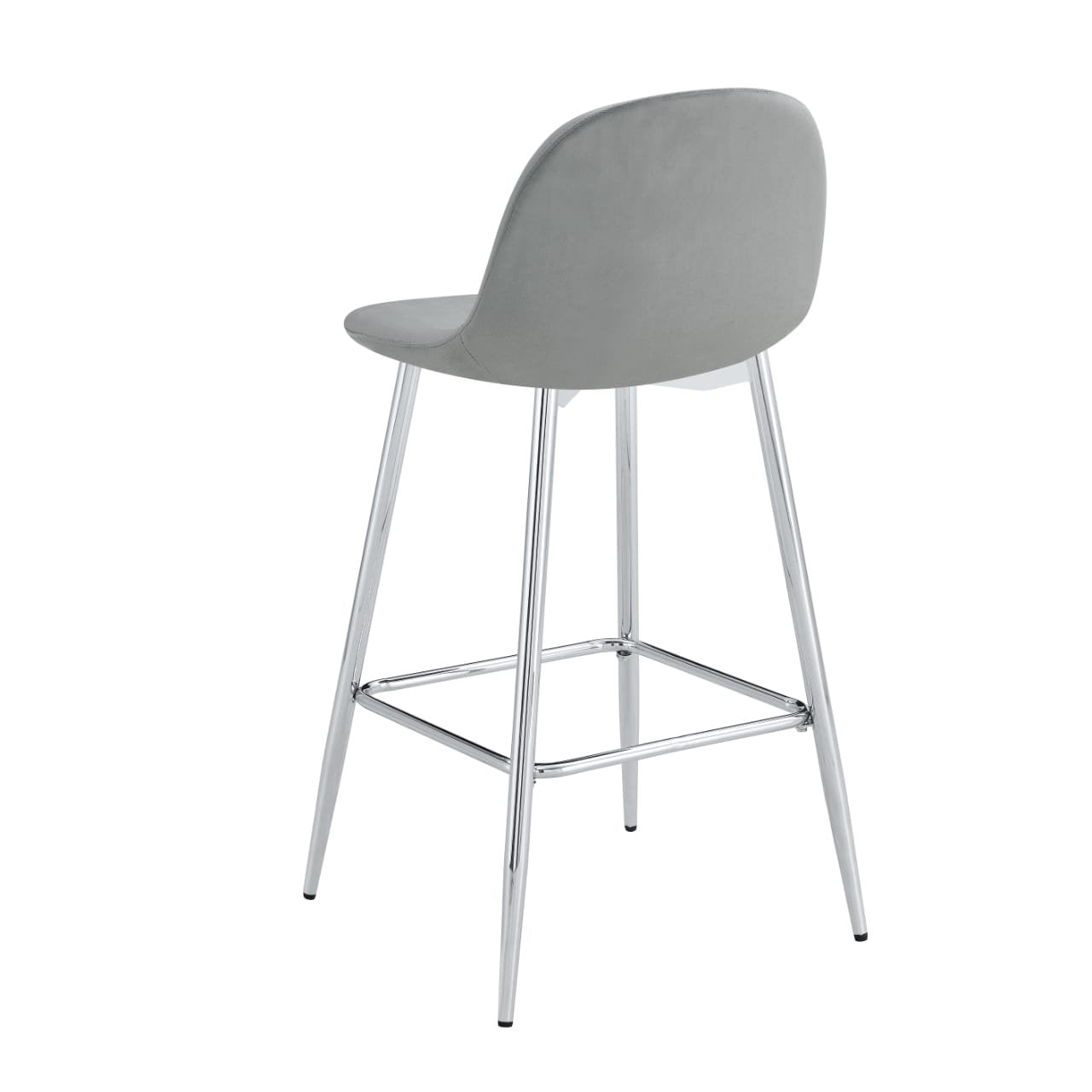 TABOURET DE BAR SCANDINAVE PIED CHROME VELOURS BEIGE