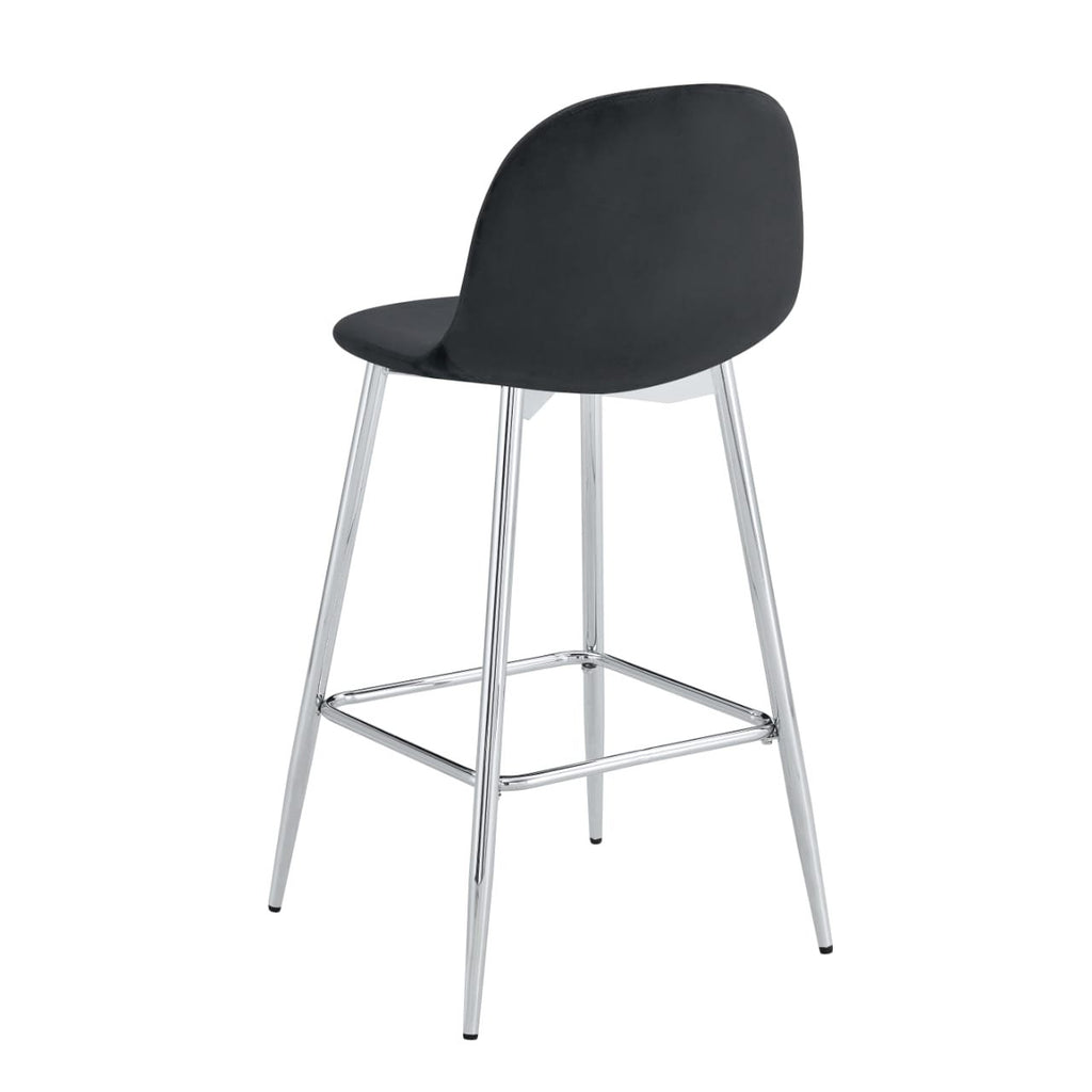 TABOURET DE BAR SCANDINAVE PIED CHROME VELOURS BEIGE