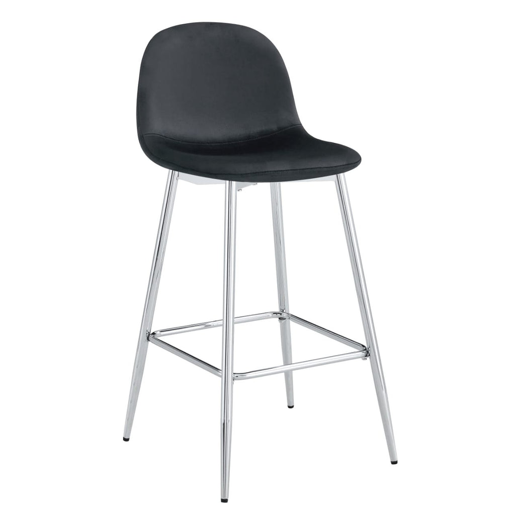 TABOURET DE BAR SCANDINAVE PIED CHROME VELOURS BEIGE