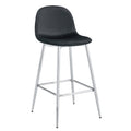TABOURET DE BAR SCANDINAVE PIED CHROME VELOURS BEIGE