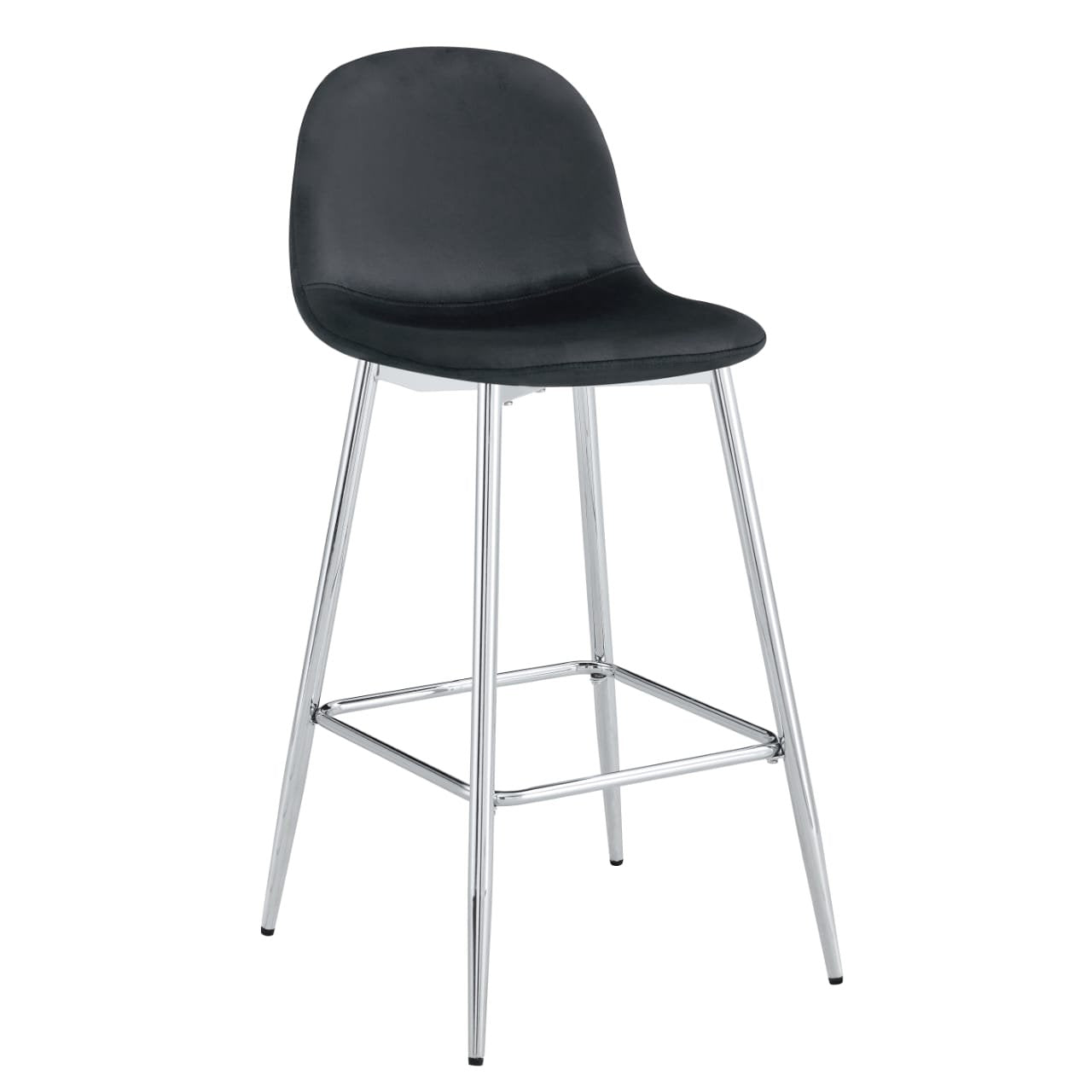 TABOURET DE BAR SCANDINAVE PIED CHROME VELOURS BEIGE