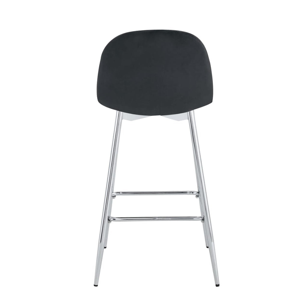 TABOURET DE BAR SCANDINAVE PIED CHROME VELOURS BEIGE