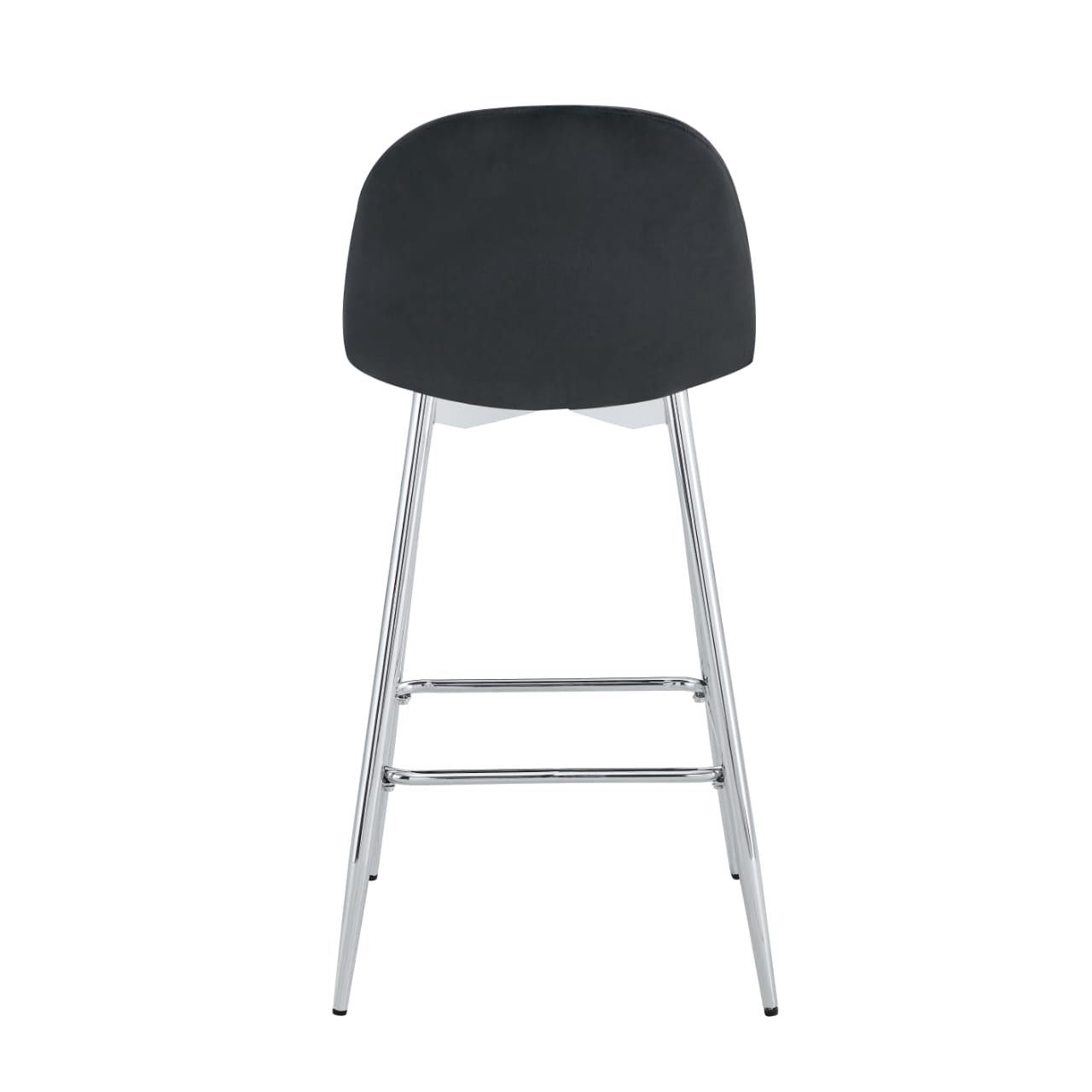 TABOURET DE BAR SCANDINAVE PIED CHROME VELOURS BEIGE