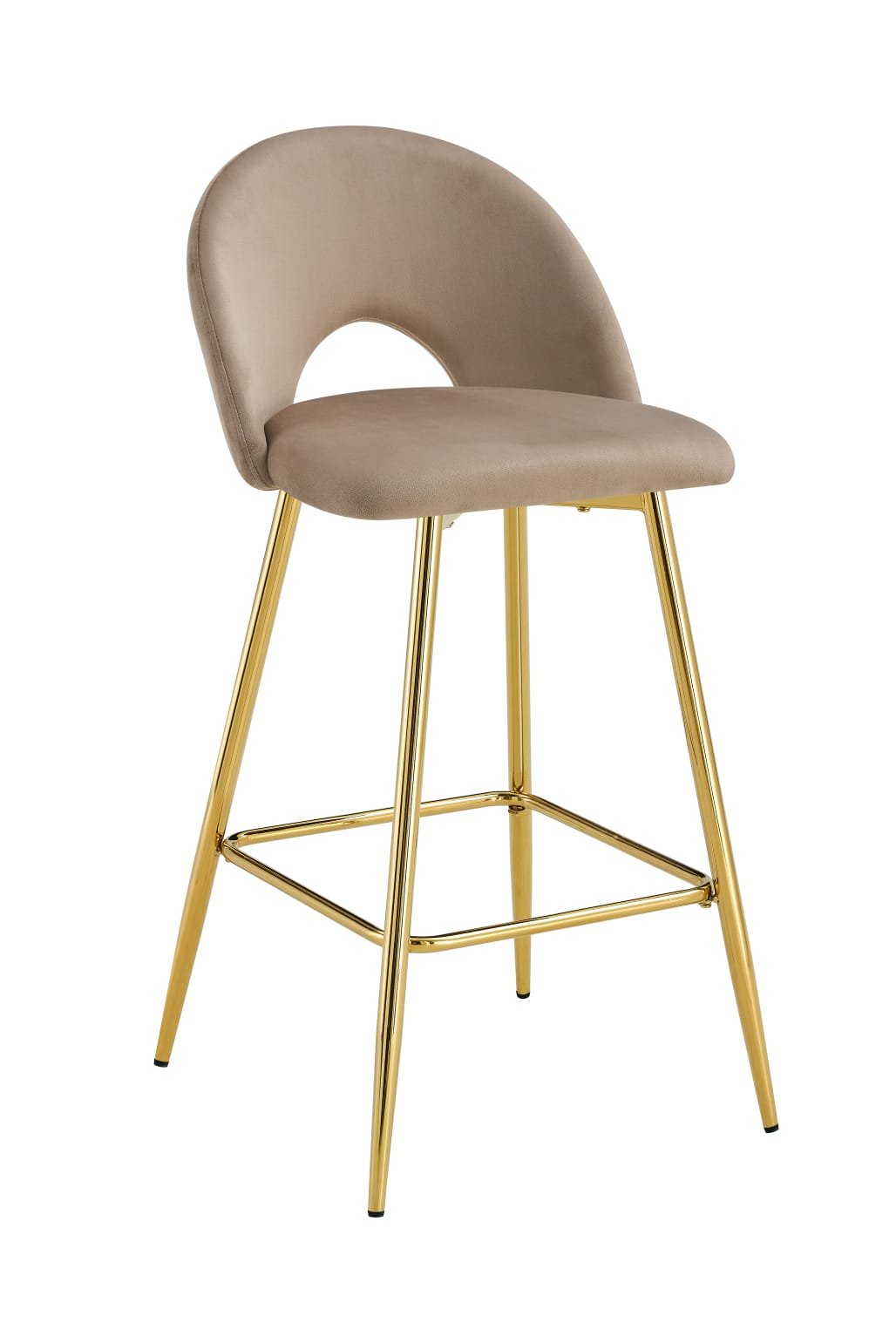 TABOURET DE BAR TEDDY PIED GOLD VELOURS