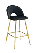 TABOURET DE BAR TEDDY PIED GOLD VELOURS ANTHRACITE
