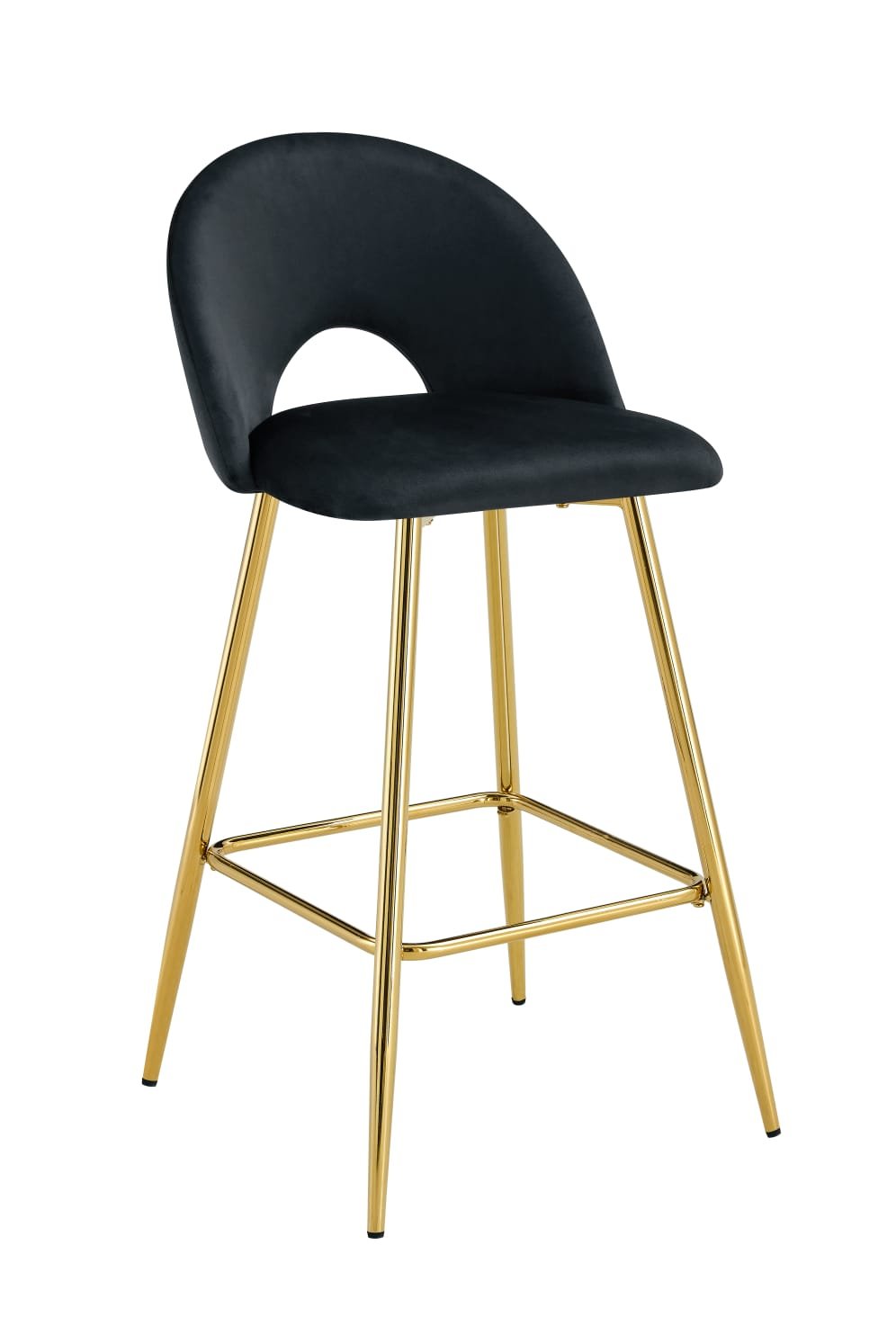 TABOURET DE BAR TEDDY PIED GOLD VELOURS ANTHRACITE