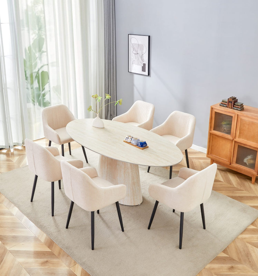 TABLE REPAS OVA TRAVERTIN CERAMIQUE TRAVERTIN