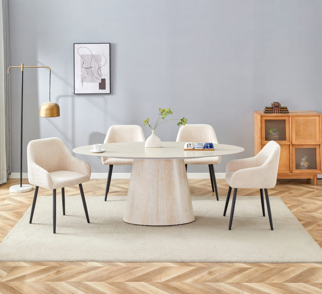 TABLE REPAS OVA TRAVERTIN CERAMIQUE TRAVERTIN