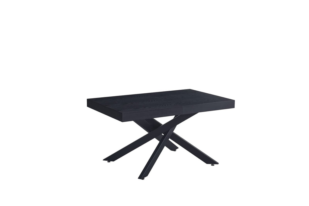 TABLE EXTENSIBLE A RALLONGE BALNI METAL NOIR BOIS NOIR