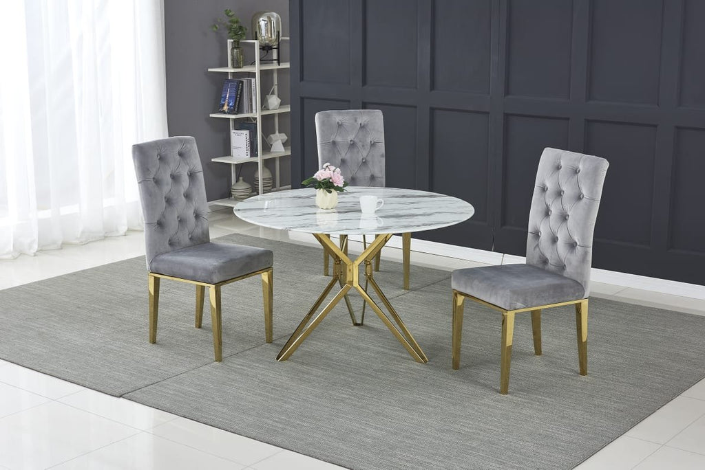 TABLE A MANGER ELECTRA GOLD MARBRE BLANC