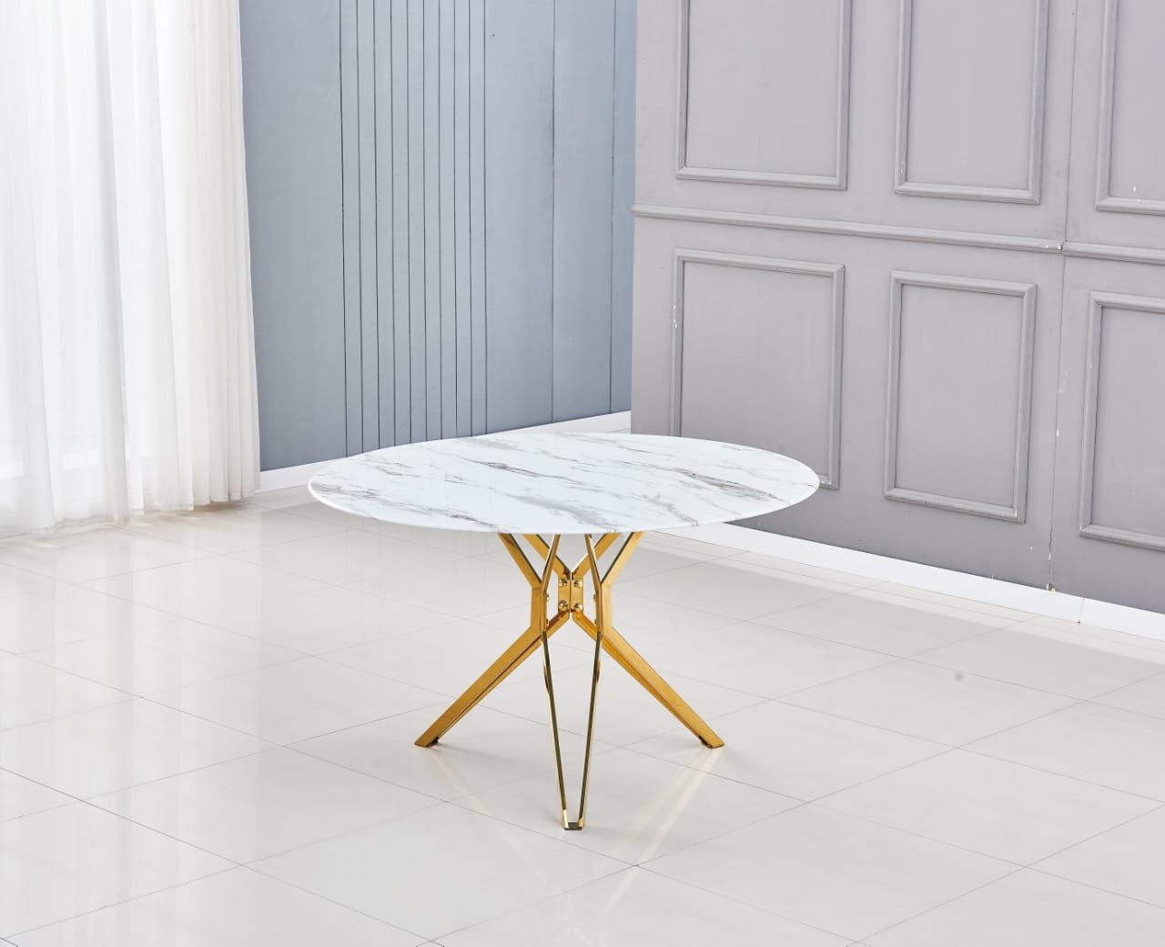 TABLE A MANGER ELECTRA GOLD MARBRE BLANC