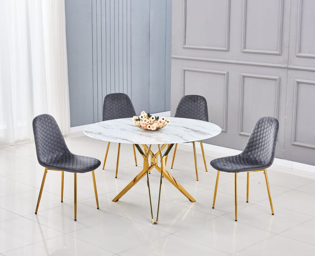 TABLE A MANGER ELECTRA GOLD MARBRE BLANC