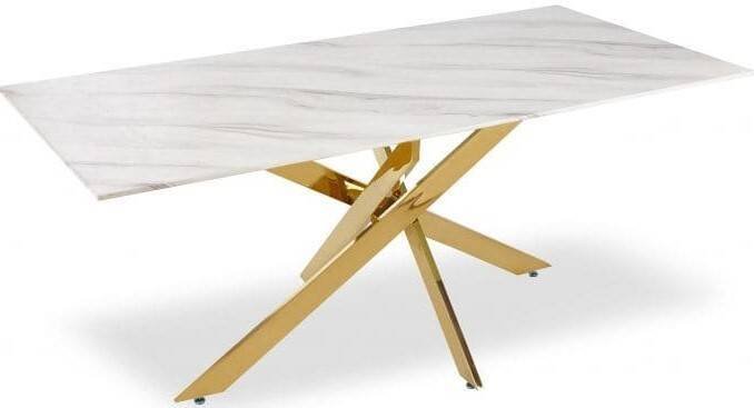 TABLE RECTANGULAIRE JESSICA GOLD MARBRE BLANC