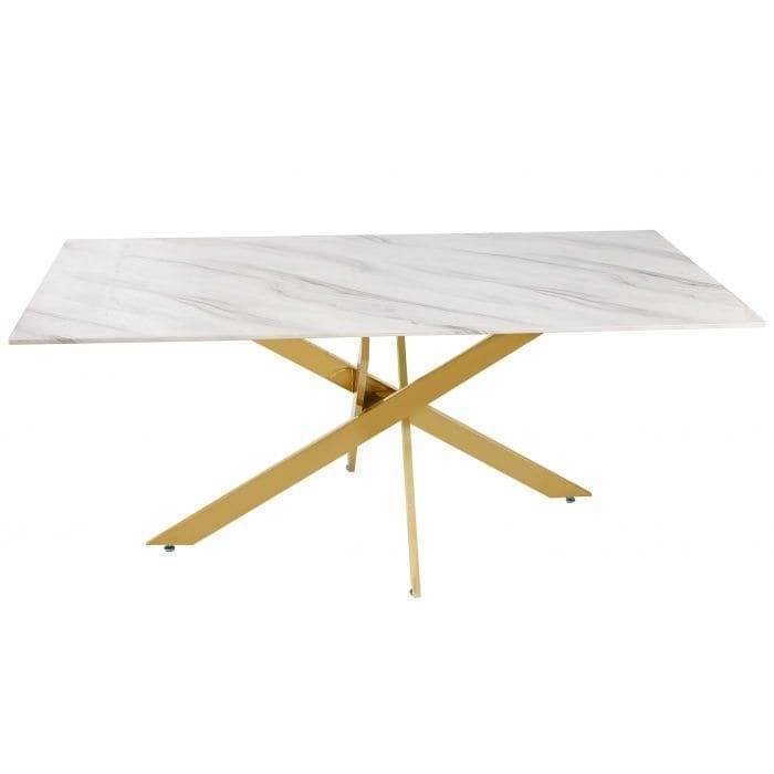 TABLE RECTANGULAIRE JESSICA GOLD MARBRE BLANC