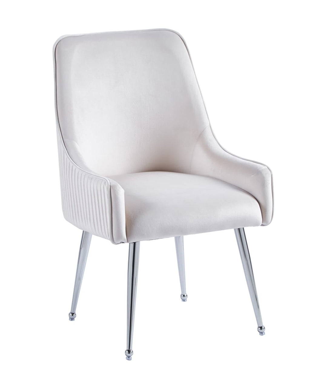 CHAISE LUXURY CHROME VELOURS BEIGE ASSISE EN VELOURS, PIETEMENT EN ACIER CHROME