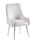 CHAISE LUXURY CHROME VELOURS BEIGE ASSISE EN VELOURS, PIETEMENT EN ACIER CHROME