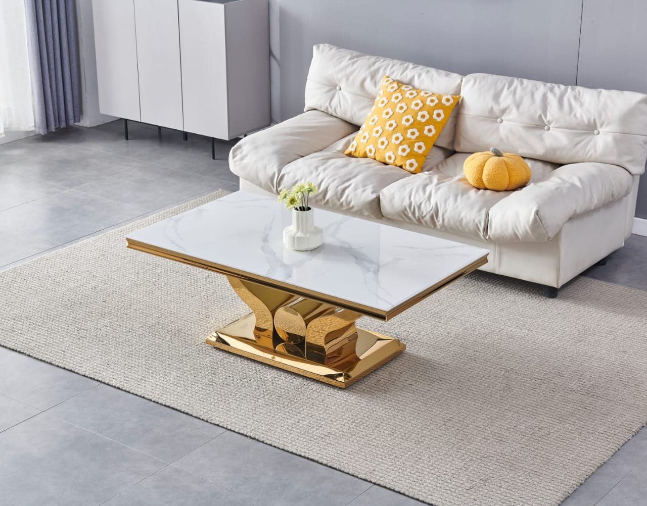 TABLE BASSE TROPHEE DORE MARBRE