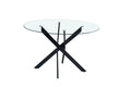 TABLE REPAS JESSICA METAL NOIR PLATEAU TRANSPARENT