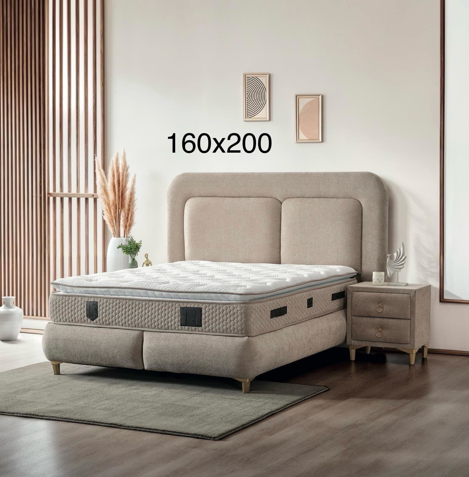 Lit Coffre MADRID Taupe Confort