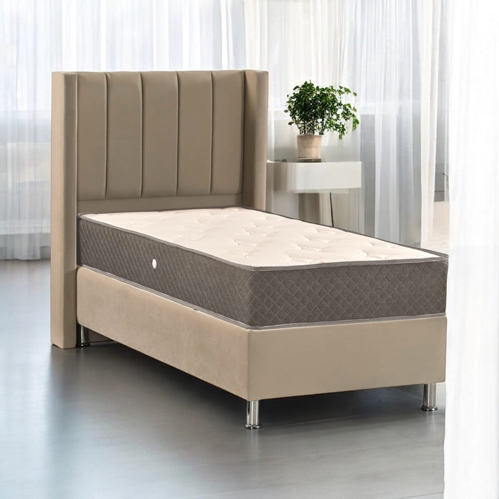 Lit Coffre TOKYO Velours Taupe