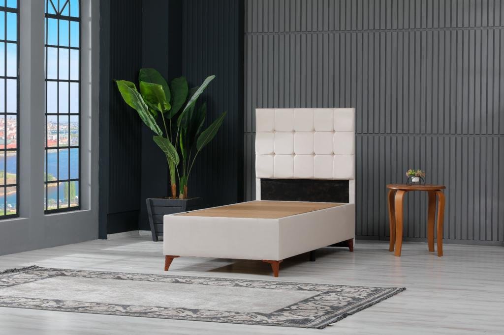 LIT CUBA VELOURS COFFRE GRIS