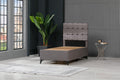 LIT CUBA VELOURS COFFRE GRIS