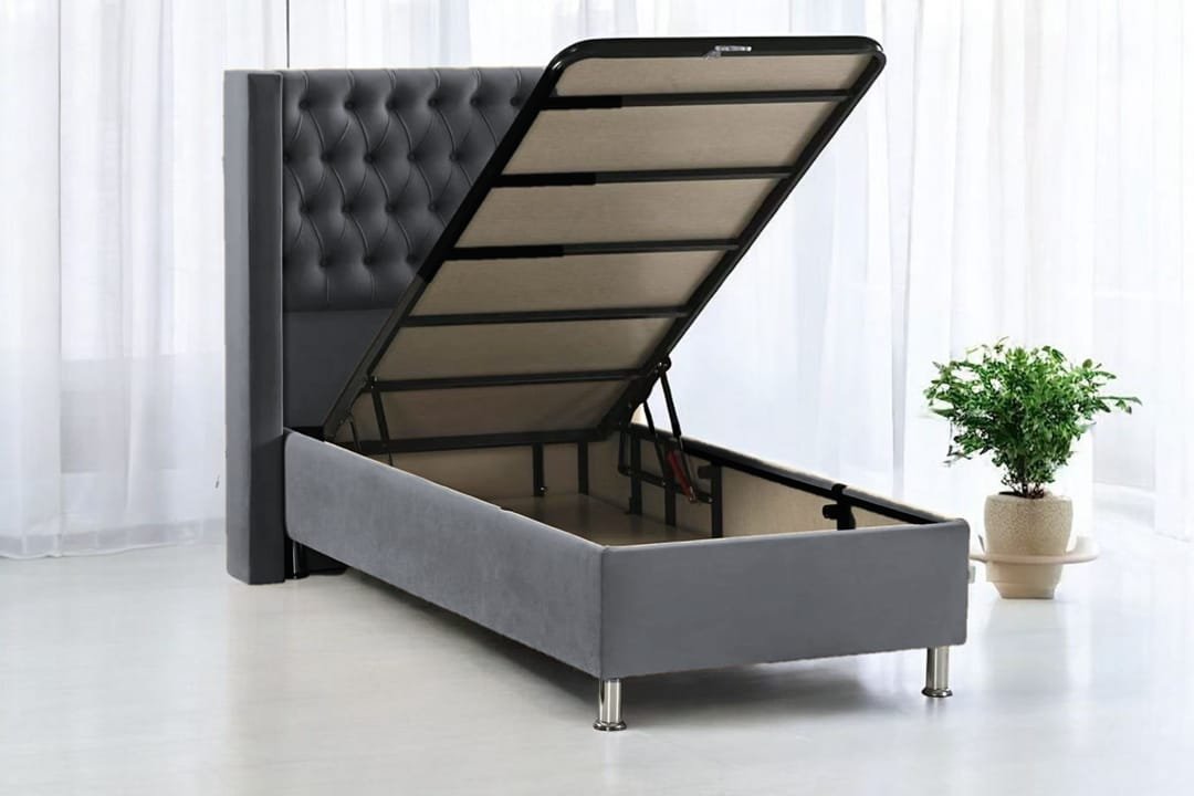 LIT VENUS VELOURS COFFRE TAUPE