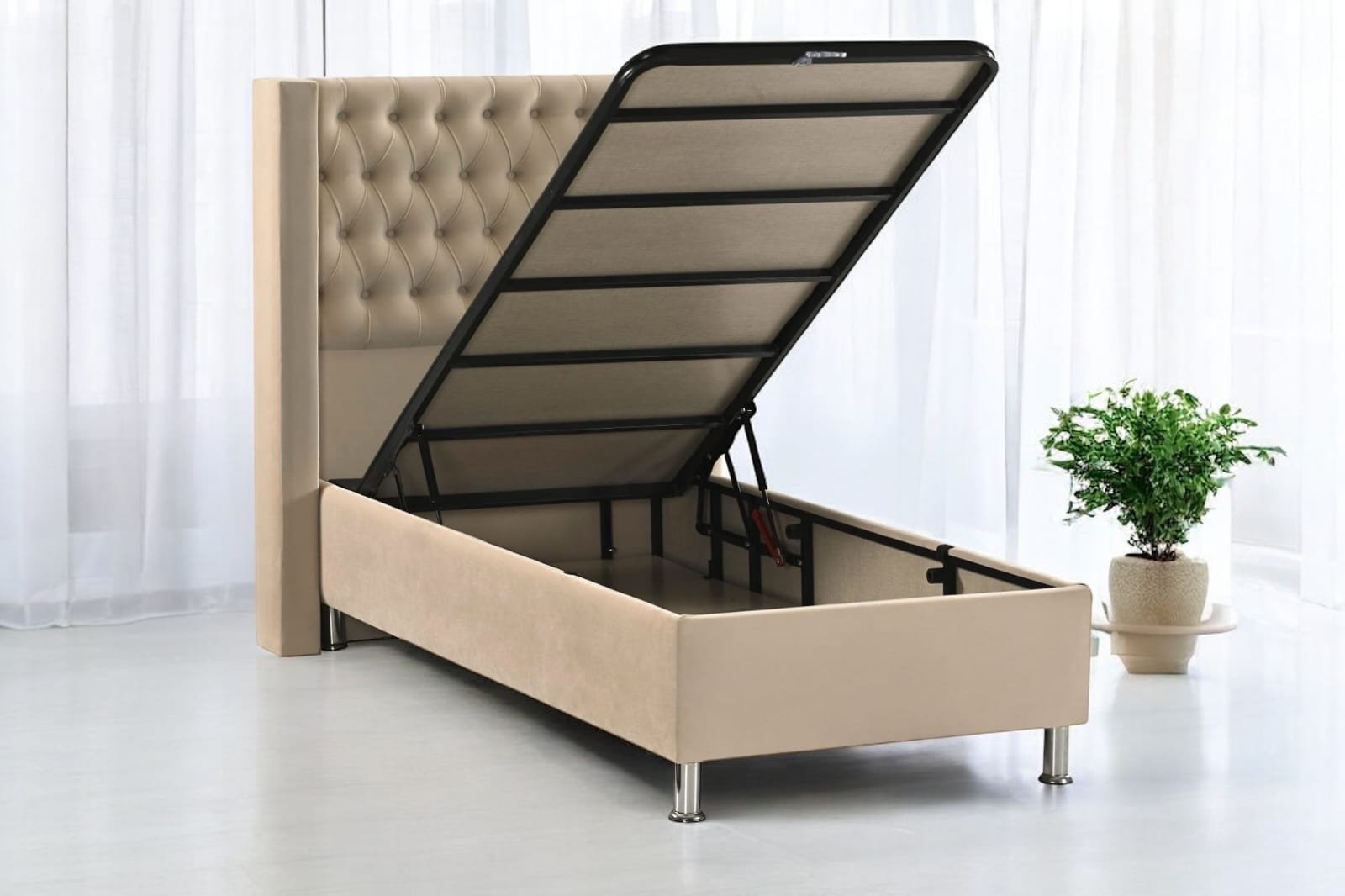 LIT VENUS VELOURS COFFRE TAUPE