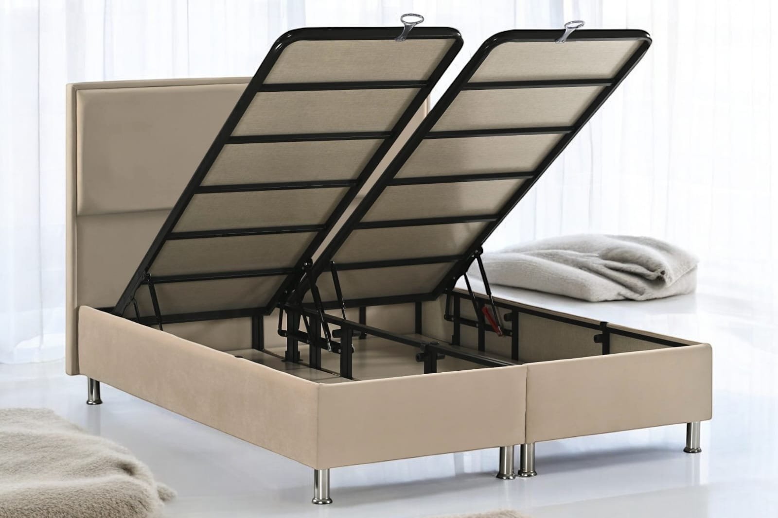 Lit Coffre LONDRES Taupe