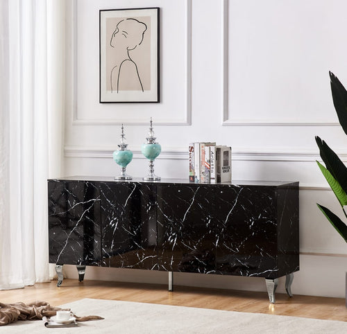 Buffet Baroque Laqué Marbre Noir