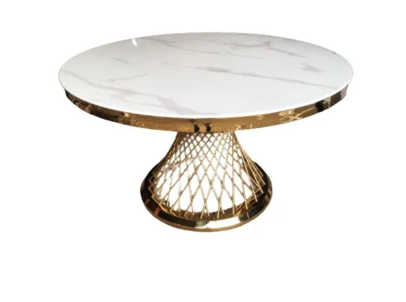 TABLE REPAS DELUXE GOLD MARBRE BLANC – 130x75 cm
